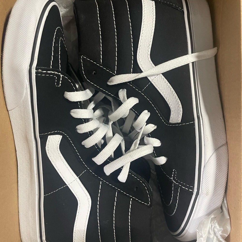 Vans Black and White Sk8-Hi Sneakers